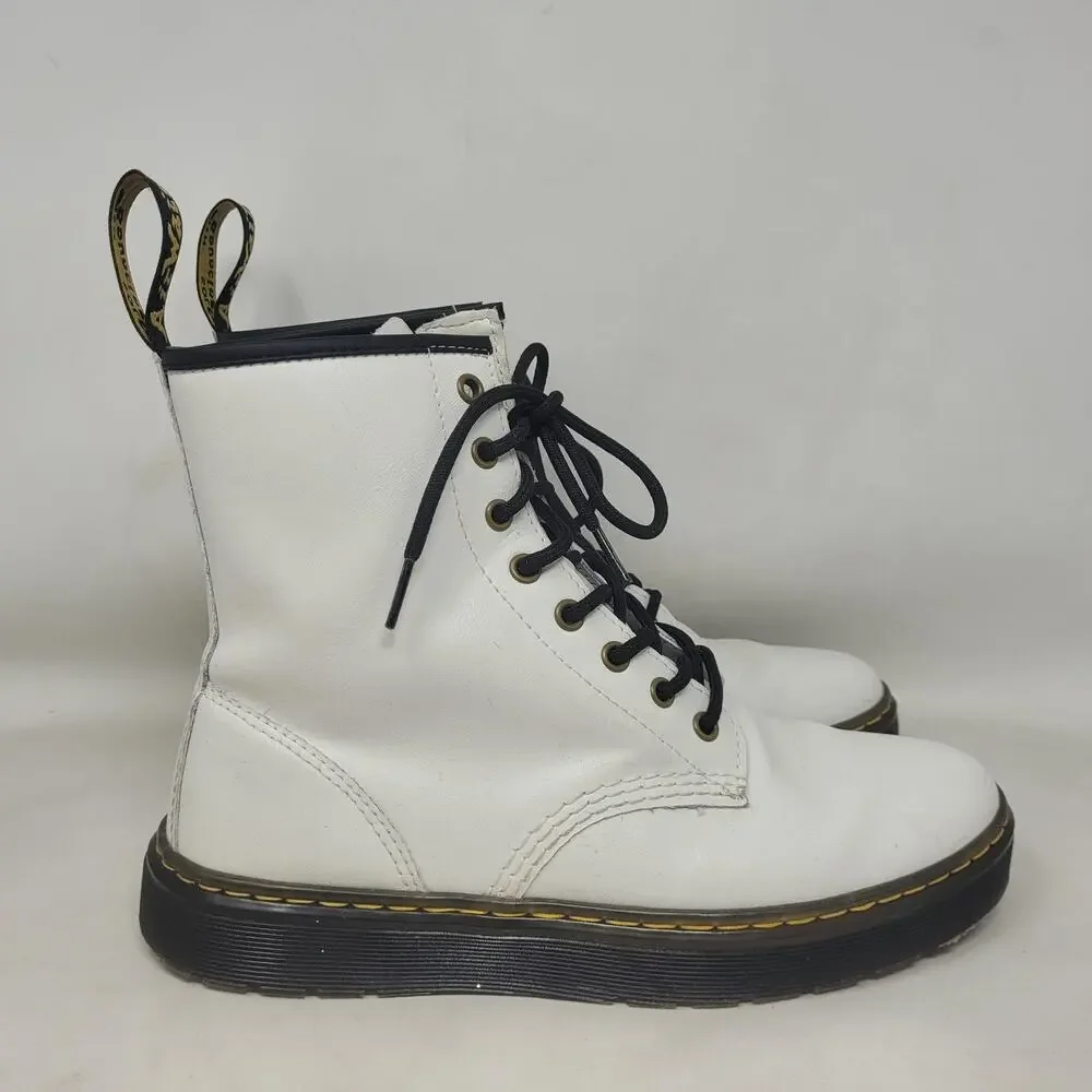Dr Martens‎ Zavala Boots Mens 9 White Leather Combat Ankle Lace Up Punk Goth